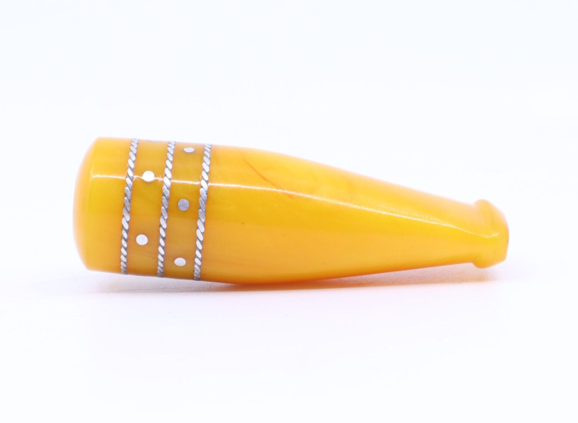 Clipper Üç Şerit Gümüş Kakma Kehribar (Amber) Ağızlık