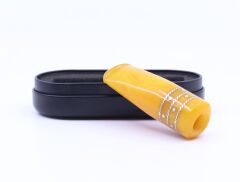 Clipper Üç Şerit Gümüş Kakma Kehribar (Amber) Ağızlık