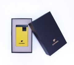 Cohiba Puro Çakmağı Çift Torchlu Jet Alev - Sarı/Siyah