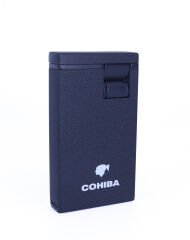 Cohiba Puro Çakmağı Çift Torchlu Jet Alev - Black Crackle/Siyah