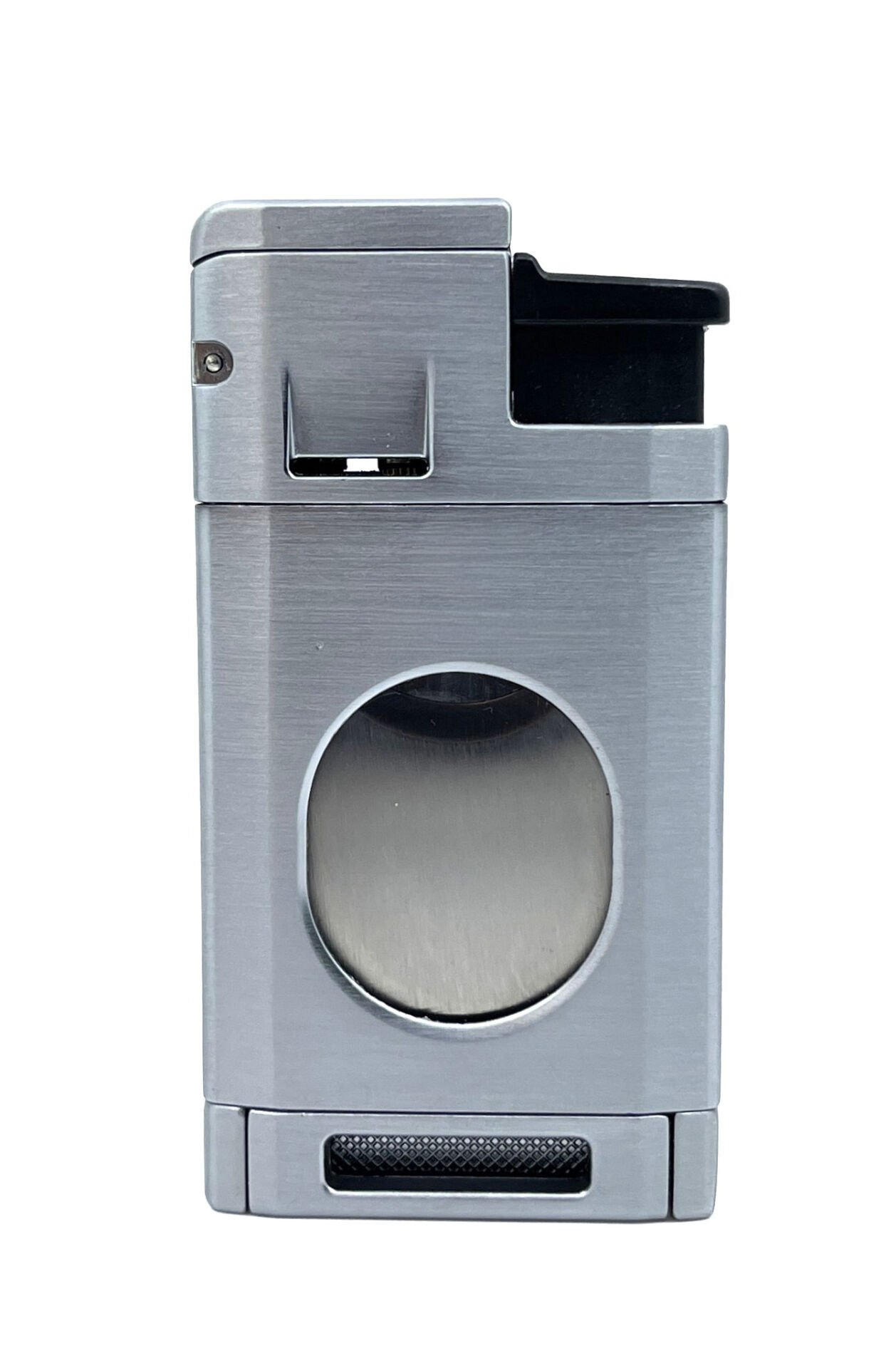 3 Pürmüz Alevli Metal Puro Çakmağı – Entegre Giyotin Kesicili ve Gaz Göstergeli - Gri