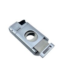 3 Pürmüz Alevli Metal Puro Çakmağı – Entegre Giyotin Kesicili ve Gaz Göstergeli - Gri