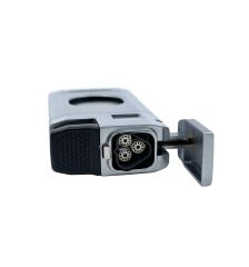 3 Pürmüz Alevli Metal Puro Çakmağı – Entegre Giyotin Kesicili ve Gaz Göstergeli - Gri