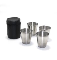 Çelik Shot Bardak (4Adet + Çanta)