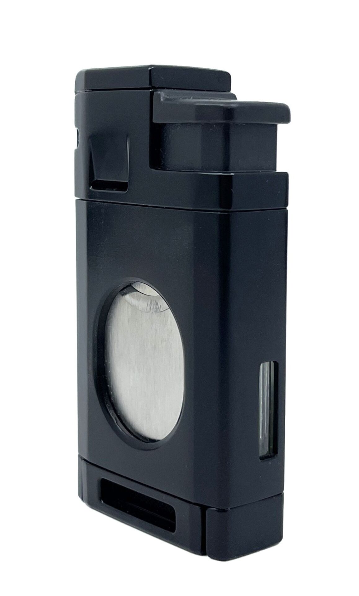 3 Pürmüz Alevli Metal Puro Çakmağı – Entegre Giyotin Kesicili ve Gaz Göstergeli - Siyah