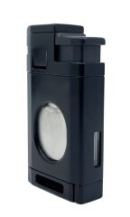 3 Pürmüz Alevli Metal Puro Çakmağı – Entegre Giyotin Kesicili ve Gaz Göstergeli - Siyah