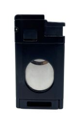 3 Pürmüz Alevli Metal Puro Çakmağı – Entegre Giyotin Kesicili ve Gaz Göstergeli - Siyah