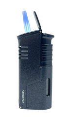 Parmida Üç Torchlu Jet Alev Puro Çakmağı - Kırçıllı Siyah