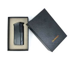 Parmida Üç Torchlu Jet Alev Puro Çakmağı - Kırçıllı Siyah