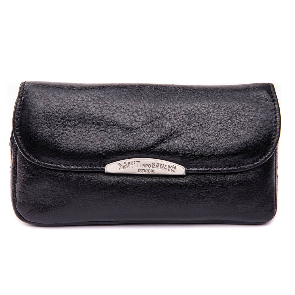 Şahin Siyah Deri Pipo Çantası