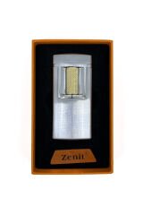 Zenit Lüks Metal Çakmak - USB Şarjlı & Elektronik Ateşleme - Gümüş/Altın