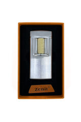 Zenit Lüks Metal Çakmak - USB Şarjlı & Elektronik Ateşleme - Gümüş/Altın