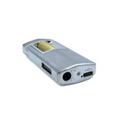 Zenit Lüks Metal Çakmak - USB Şarjlı & Elektronik Ateşleme - Gümüş/Altın