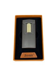 Zenit Lüks Metal Çakmak - USB Şarjlı & Elektronik Ateşleme - Füme/Altın