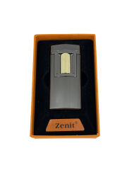 Zenit Lüks Metal Çakmak - USB Şarjlı & Elektronik Ateşleme - Füme/Altın