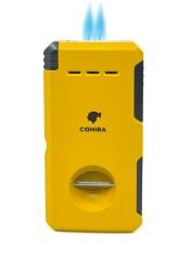 Cohiba Çift Torch Puro Çakmağı - V Cut Puro Kesicili - Sarı