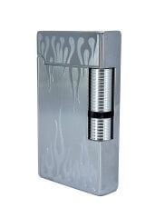 Zenit Metal Alev Desenli Pürmüz Alevli Çakmak - Gümüş Gri (Özel Kutulu)