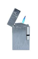 Zenit Metal Alev Desenli Pürmüz Alevli Çakmak - Gümüş Gri (Özel Kutulu)