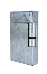 Zenit Metal Örümcek Desenli Pürmüz Alevli Çakmak - Gümüş Gri (Özel Kutulu)