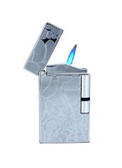 Zenit Metal Örümcek Desenli Pürmüz Alevli Çakmak - Gümüş Gri (Özel Kutulu)