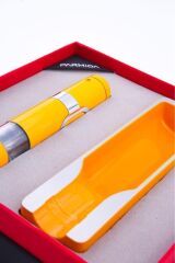 Parmida Tek Torch Çakmak/Küllük İkili Puro Seti - Sarı