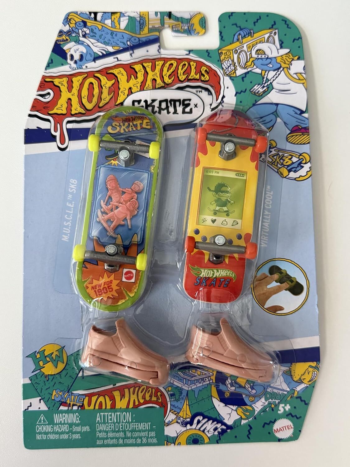 Hot Wheels Skate Retro Temalı İkili Parmak Kaykay ve Ayakkabı - Model 3
