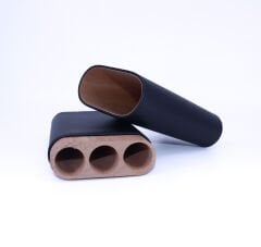 Parmida Deri Puro Kılıfı/Seyahat Humidoru 3'lü - Siyah