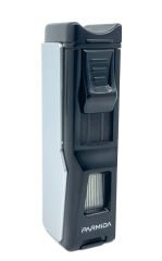 Parmida Dört Torch Jet Alev Puro Çakmağı - Gümüş/Siyah