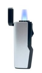 Parmida Dört Torch Jet Alev Puro Çakmağı - Gümüş/Siyah