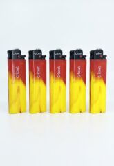 Cricket Taraftar Çakmak Orijnal Boy Taşlı  5'li SET Taraftar Çakmak - Sarı Kırmızı