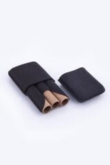 Parmida Deri Puro Kılıfı/Seyahat Humidoru 3'lü - Koyu Kahverengi