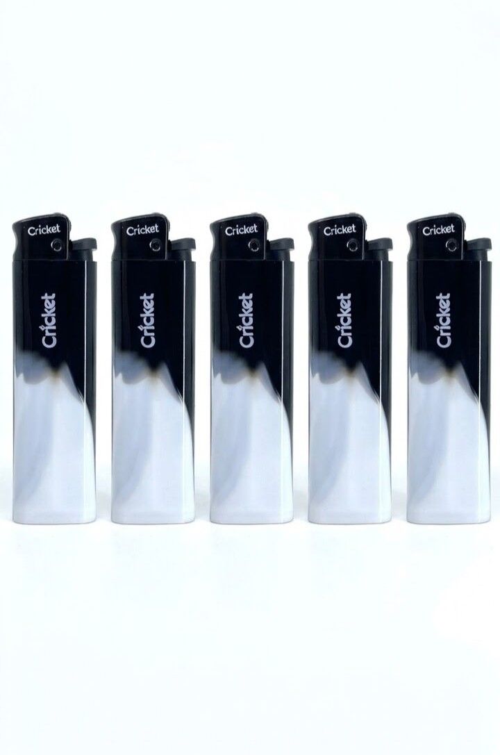 Cricket Taraftar Çakmak Orijnal Boy Taşlı  5'li SET Taraftar Çakmak - Siyah Beyaz