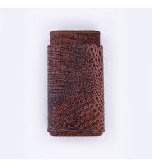 Parmida Deri Puro Kılıfı/Seyahat Humidoru Timsah Deri Desen - Kahverengi