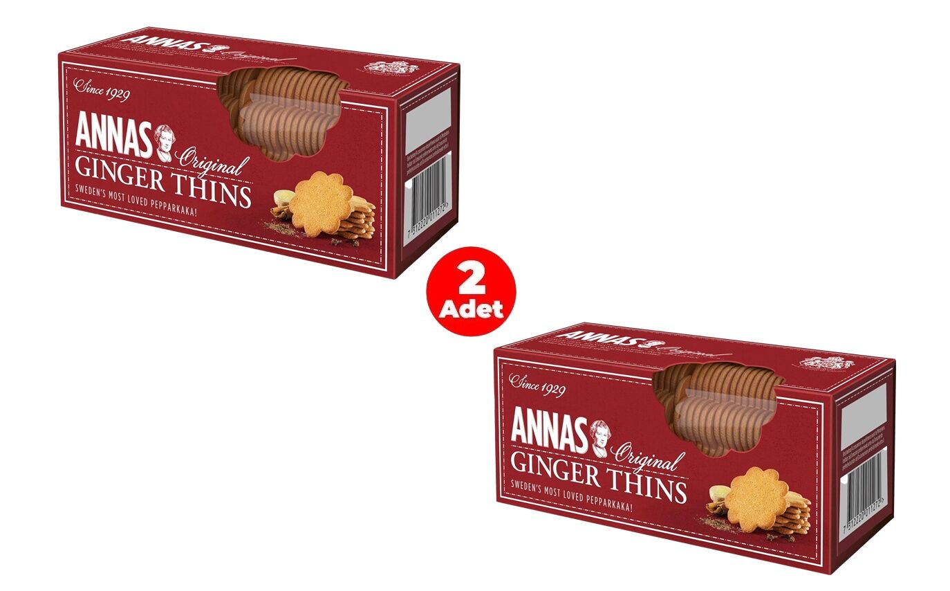 Annas Original Ginger Thins Zencefilli Bisküvi-Kurabiye 150 gr (2 Adet)
