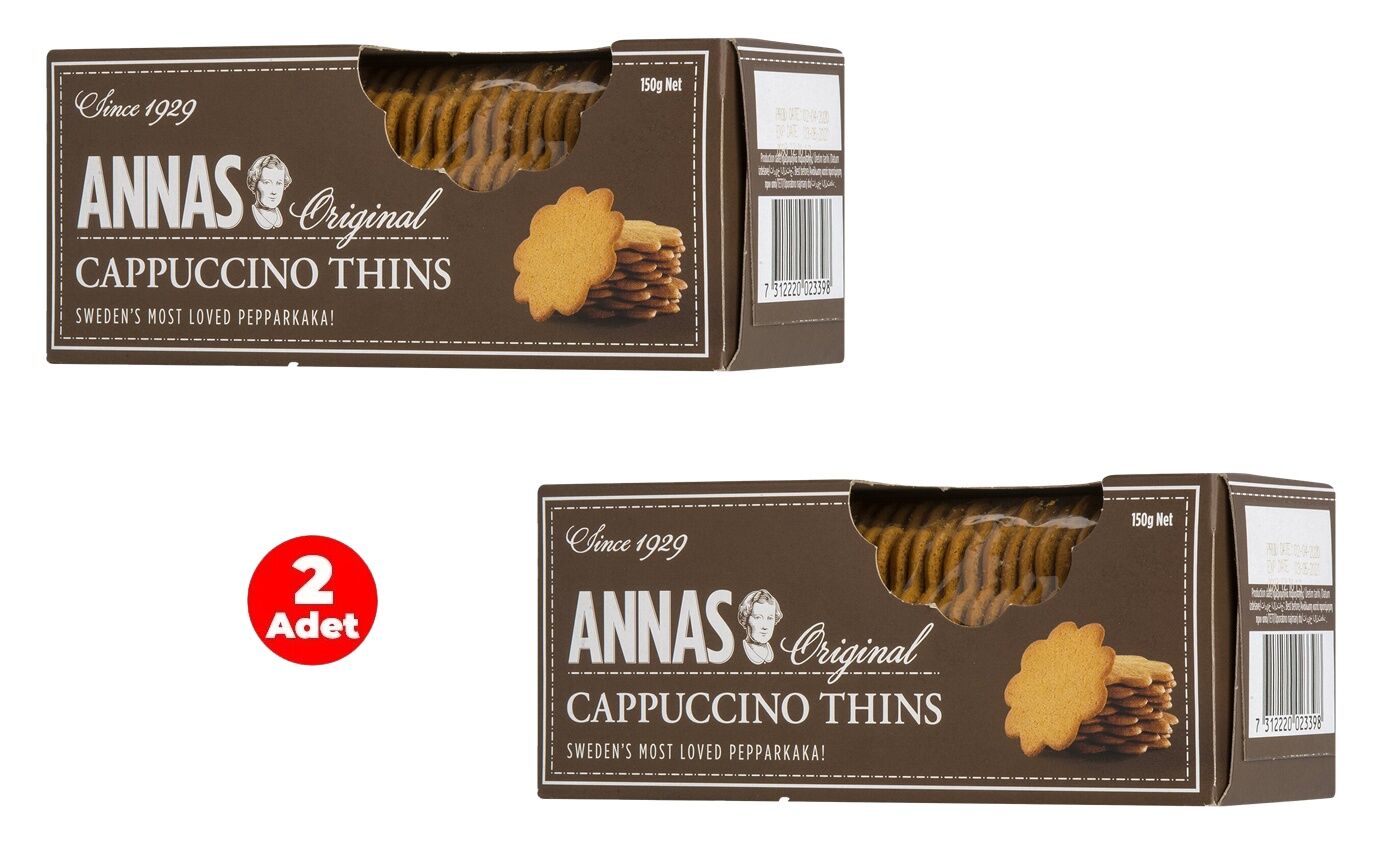 Annas Orginal Cappuccino Thins Kahveli Bisküvi-Kurabiye 150 g (2 Adet)
