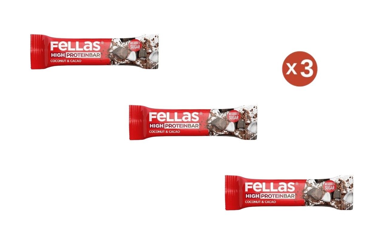 Fellas Yüksek Protein Bar - Hindistan Cevizli ve Kakaolu 45g (3 Adet)