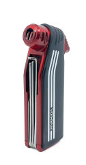 Parmida Tek Torch Jet Alev Pipo Çakmağı Dahili Pipo Kaşığı - Kırmızı/Siyah