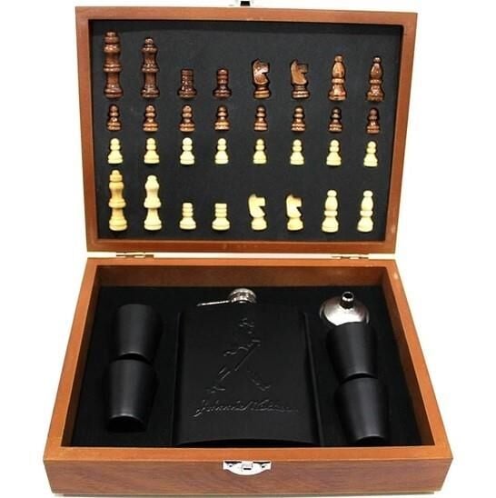 Ahşap Kutulu Matara Setli Satranç Takımı
