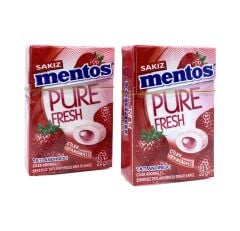 Mentos Pure Fresh Çilek Aromalı Şekersiz Tatlandırıcılı Draje Sakız 22 g (2 ADET)
