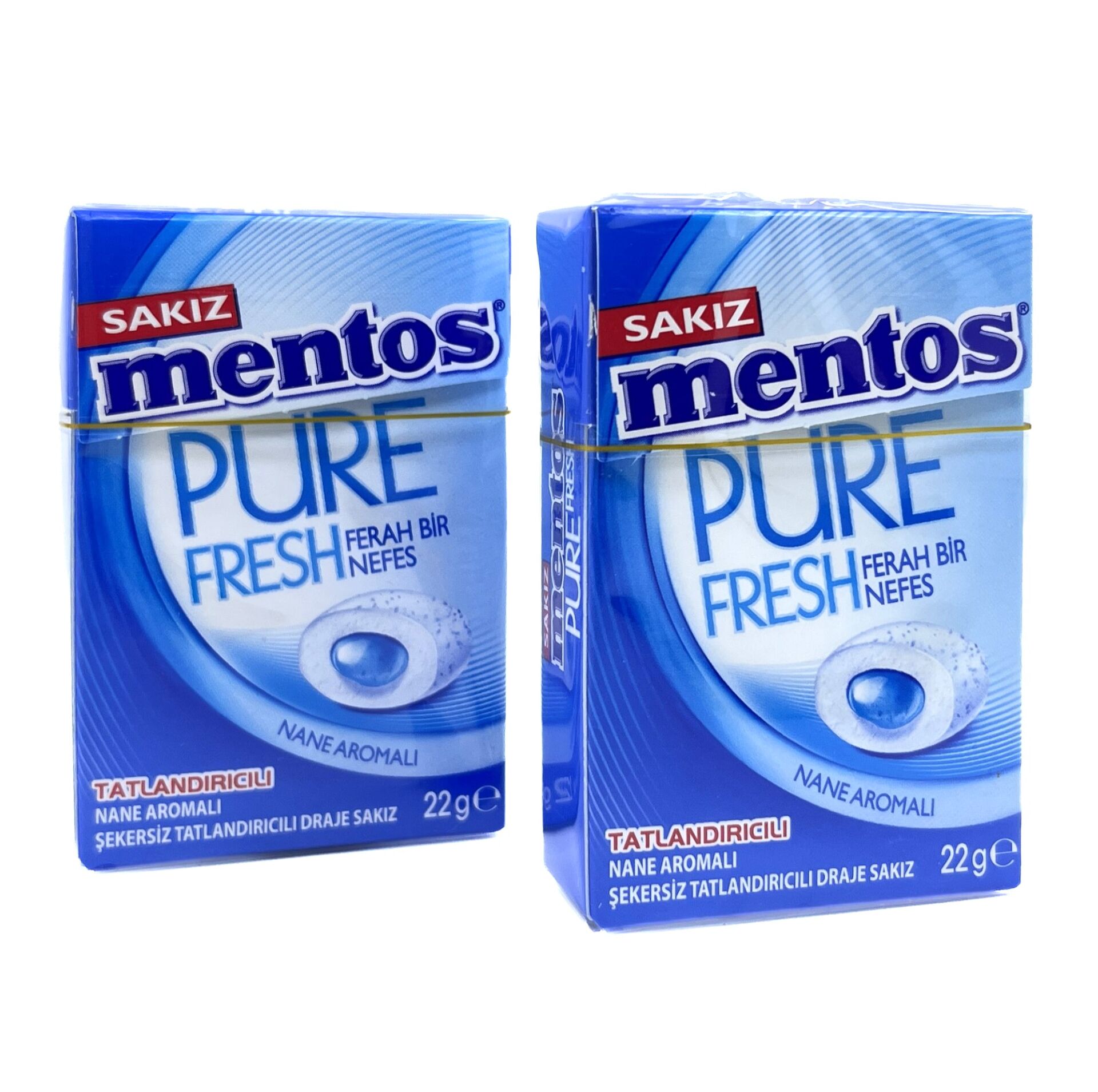 Mentos Pure Fresh Nane Aromalı Şekersiz Tatlandırıcılı Draje Sakız 22 g (2 ADET)