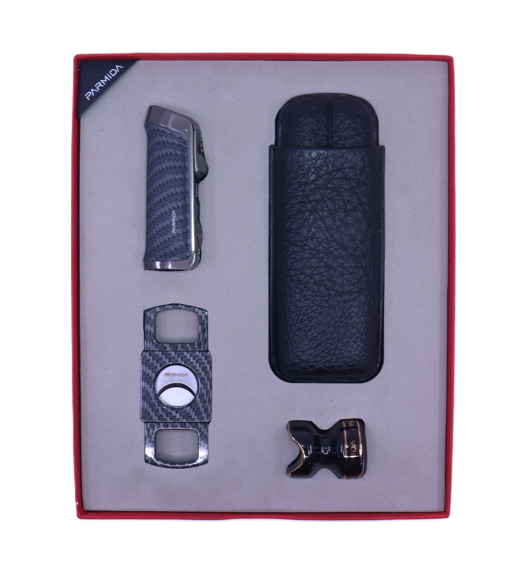 Parmida Puro Seti 4'lü - Çakmak Kılıf Kesici Sehpa (Füme)