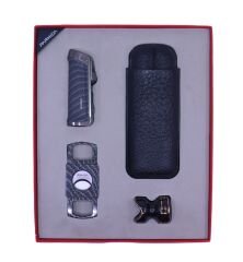 Parmida Puro Seti 4'lü - Çakmak Kılıf Kesici Sehpa (Füme)