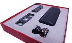 Parmida Puro Seti 4'lü - Çakmak Kılıf Kesici Sehpa (Füme)