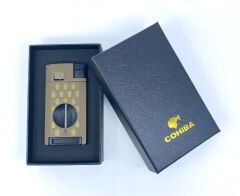 Trinidad Habana-Cuba Çift Torch Puro Çakmağı V-Cut Puro Kesicili - Kahverengi