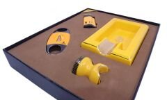 Cohiba Puro Seti 4'lü Çakmak Küllük Kesici Sehpa - Sarı/Siyah