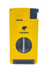 Cohiba Çift Torch Jet Alev Puro Çakmağı V-Cut Puro Kesicili - Sarı