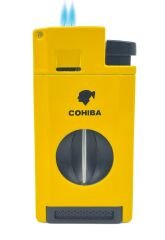 Cohiba Çift Torch Jet Alev Puro Çakmağı V-Cut Puro Kesicili - Sarı