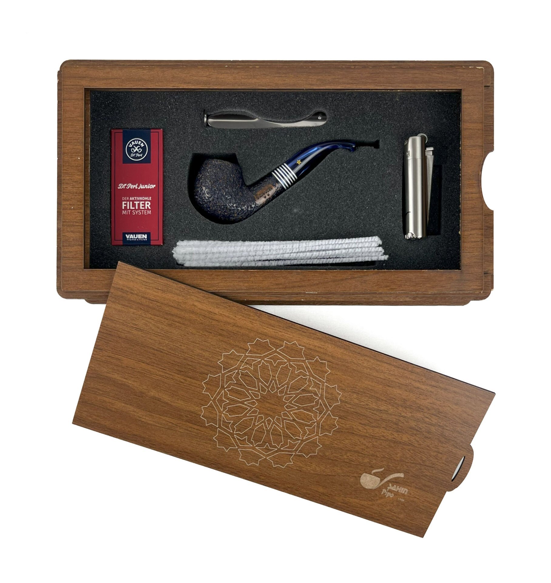 Özel Ahşap Kutusunda Şahin Pipo Seti Model - 4