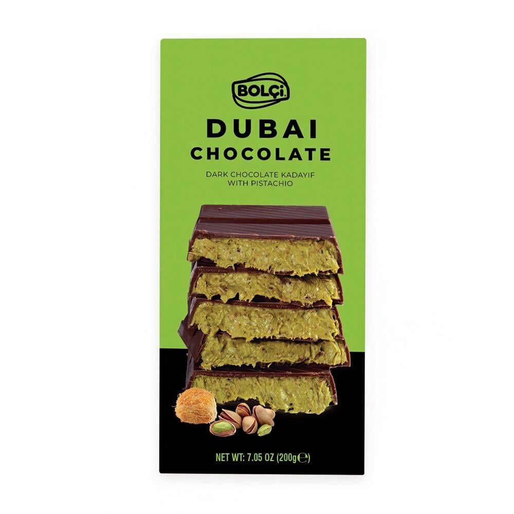 Bolçi Dubai Çikolatası Fıstıklı Kadayıf Dolgulu Bitter Çikolata 200 g