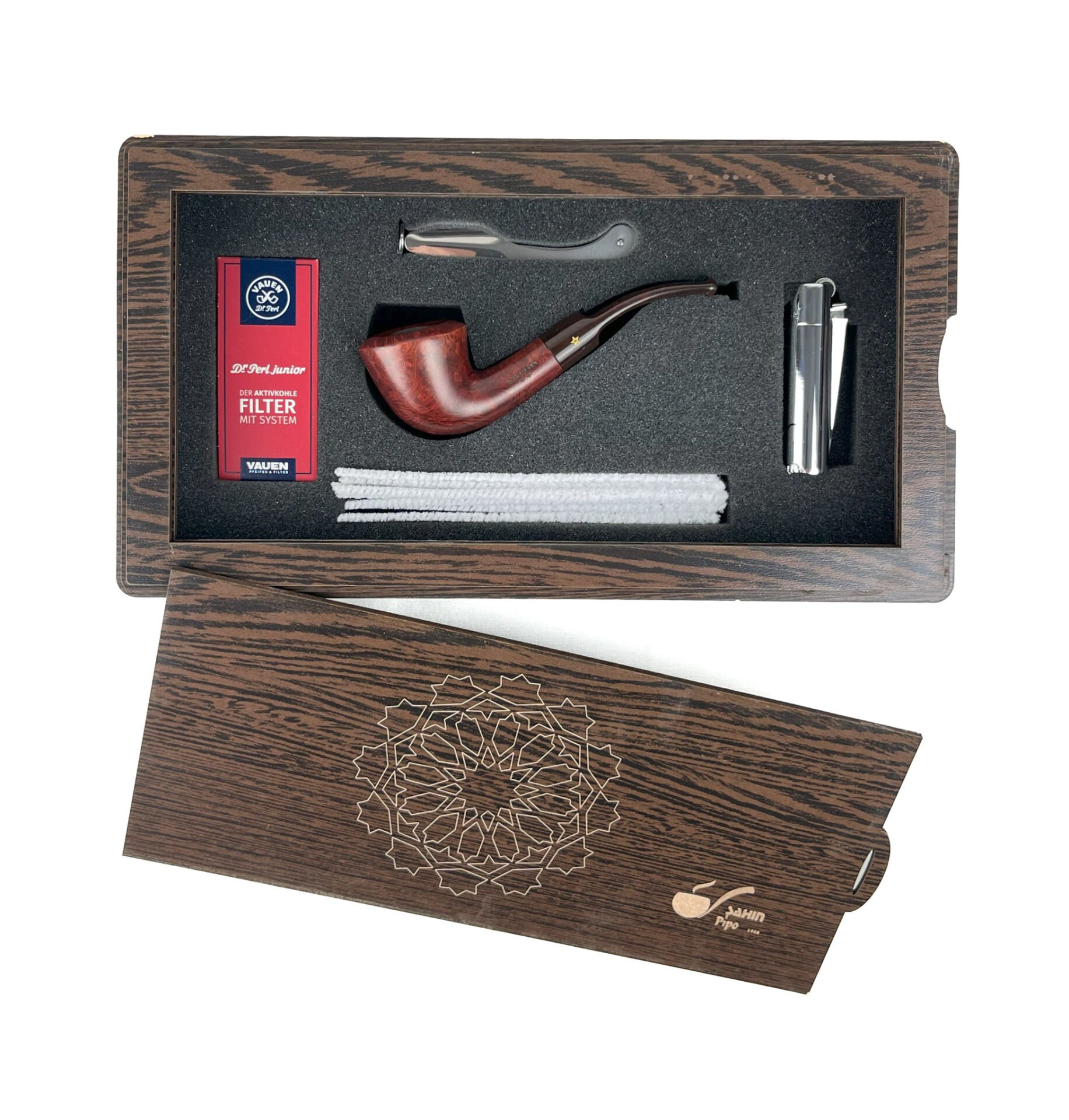 Özel Ahşap Kutusunda Şahin Pipo Seti Model - 6